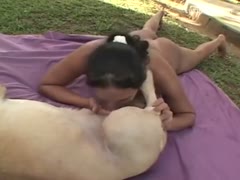 [Zoophilia Latina Teen] Pervertslut Gets Screwed Outside by Big, Tall, Dark Dog on a Skinny Dark Brown